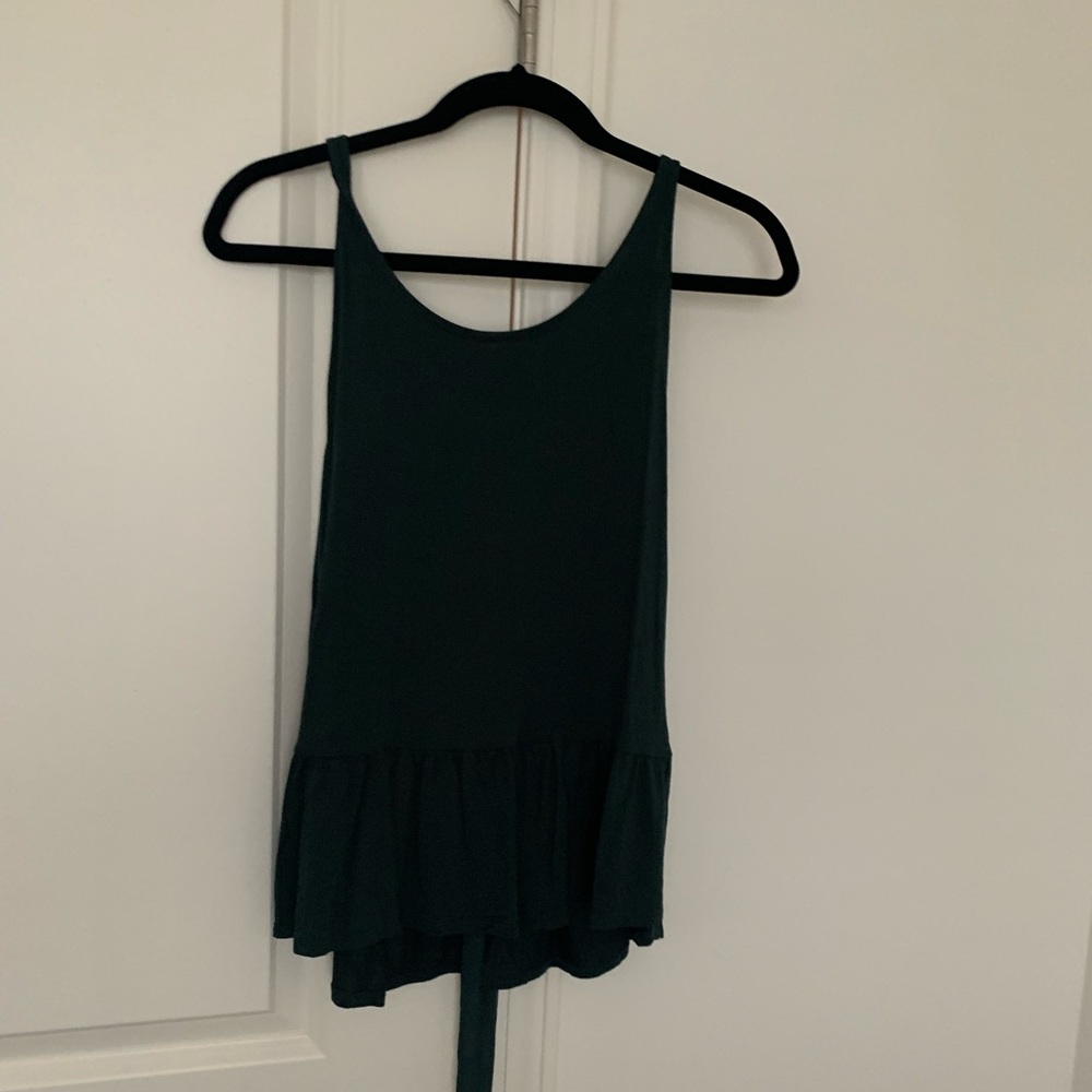 army green tie back tank top